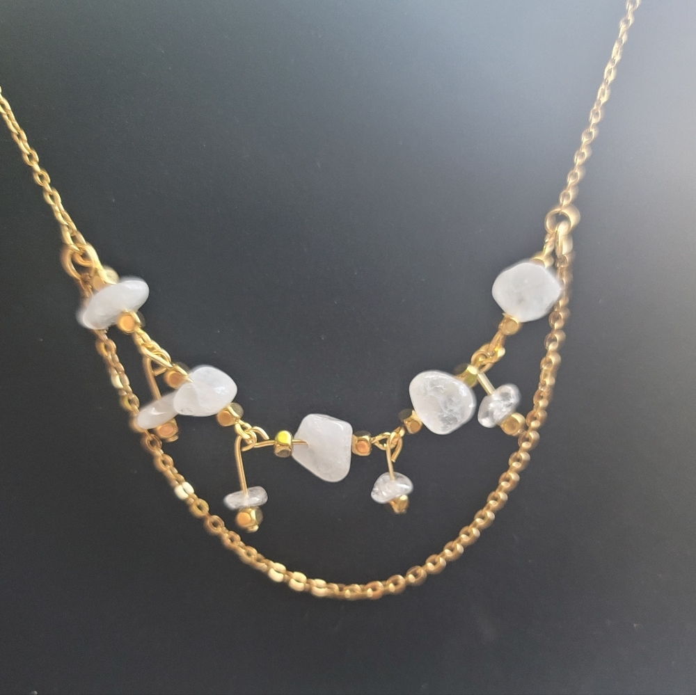 NEW! White Quarts Stainless Steel Necklace